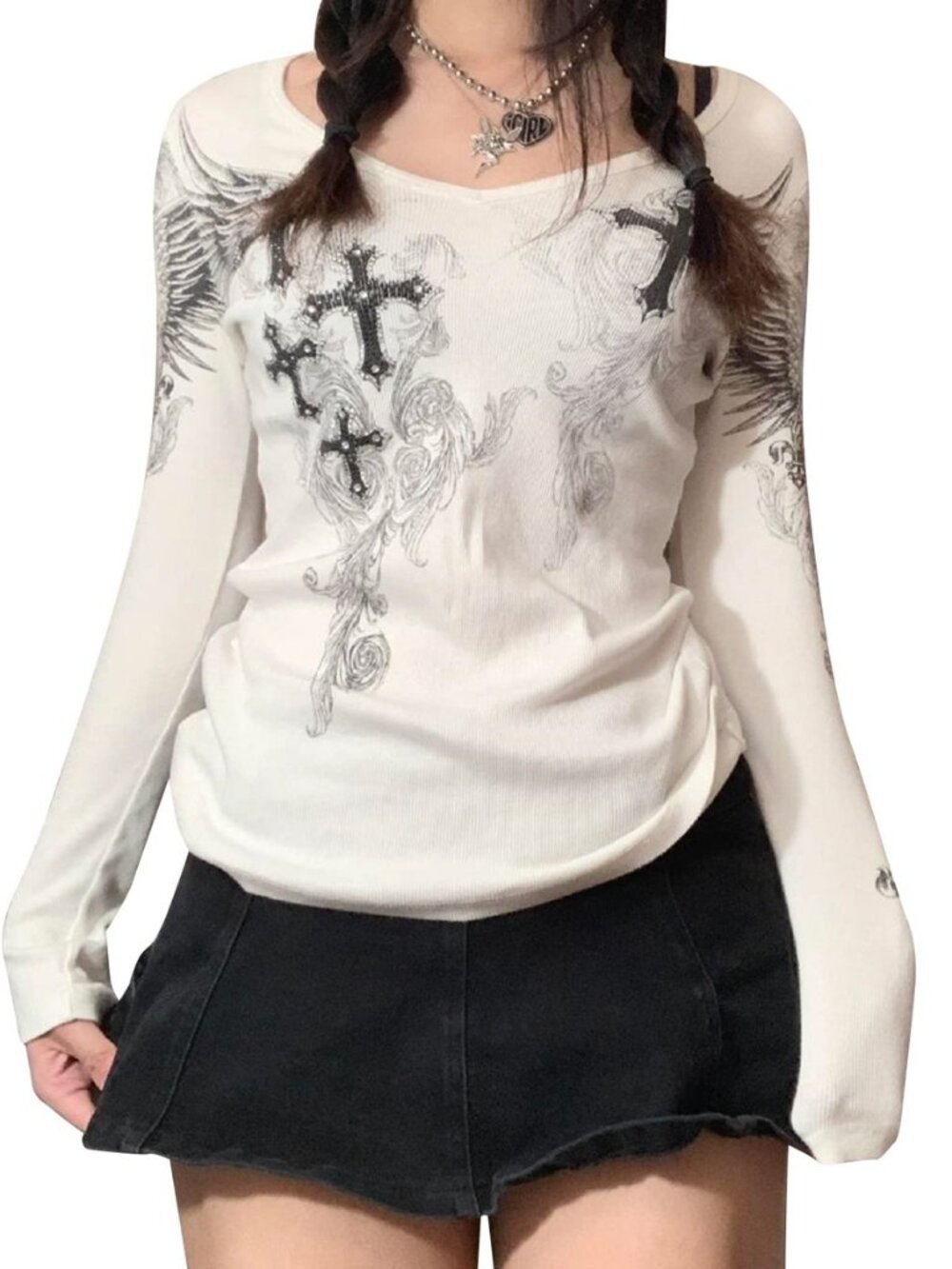 Grunge Clothes for Women Y2K Tops Long Sleeve Fairy Grunge Shirts
